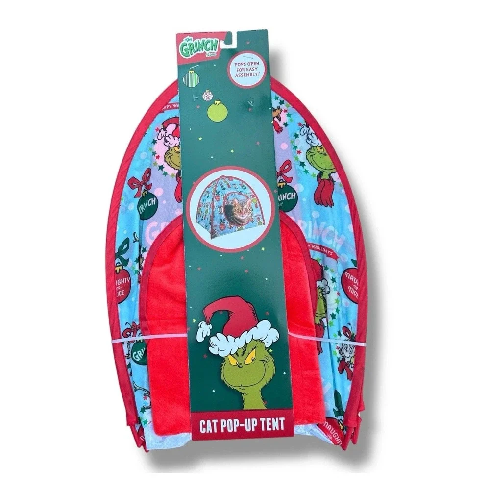 The Grinch Print Toy Pop-Up Cat Play‎ Tent Toy Holiday Print Hide Play Sleep NWT